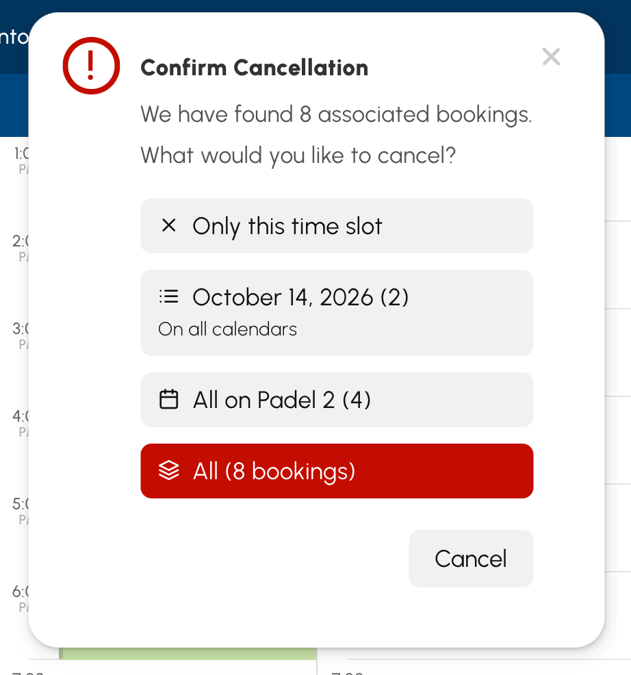 Escolha do âmbito do cancelamento de uma série