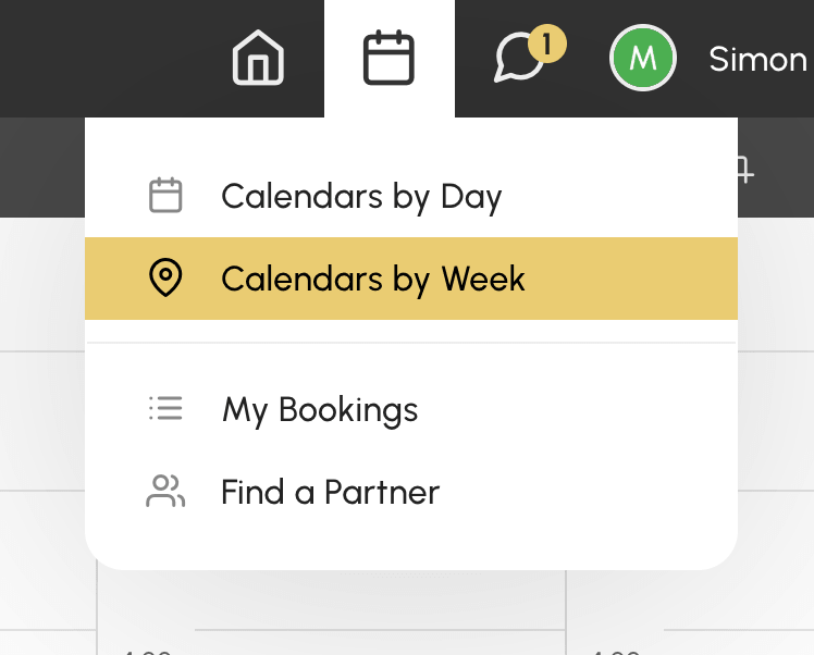 Booking menu