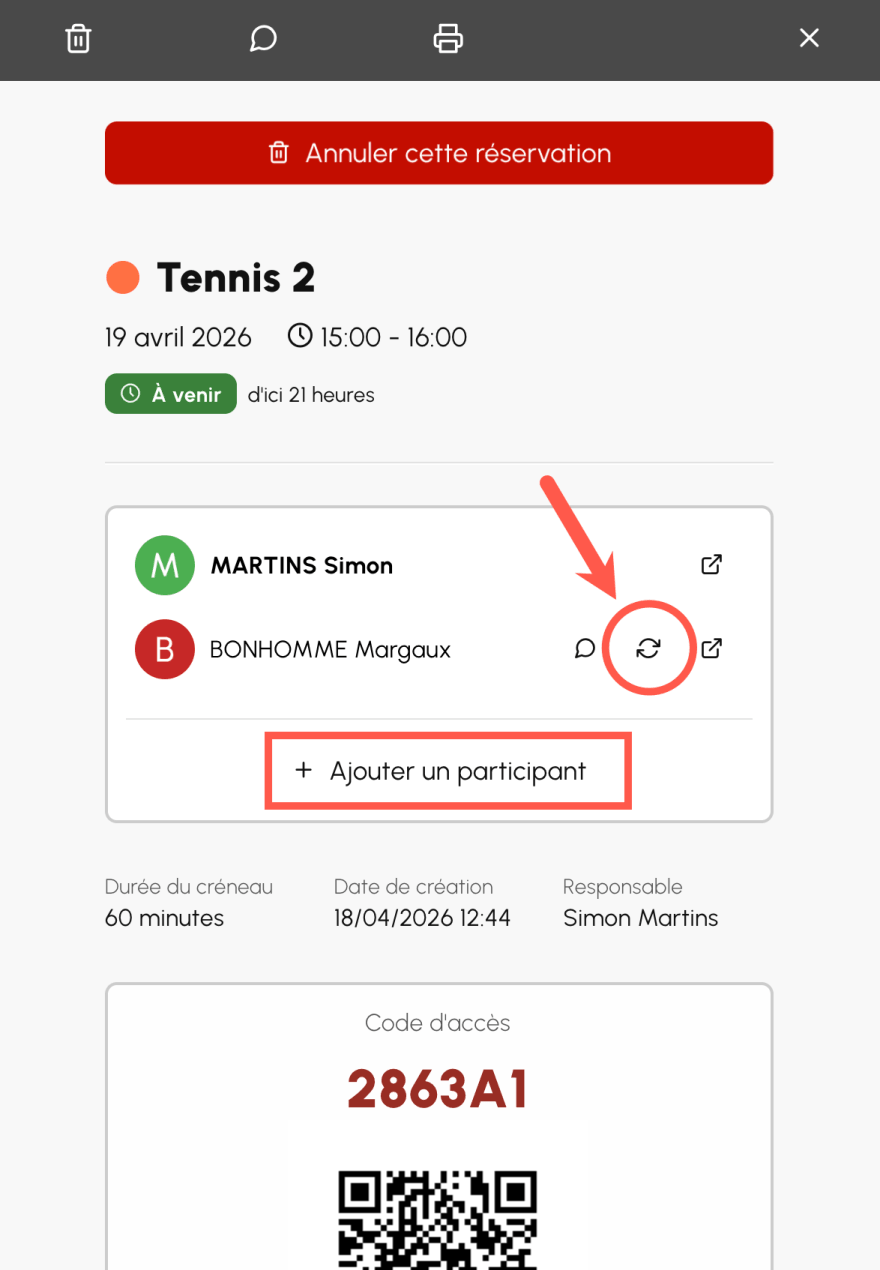 Remplacer ou ajouter un participant