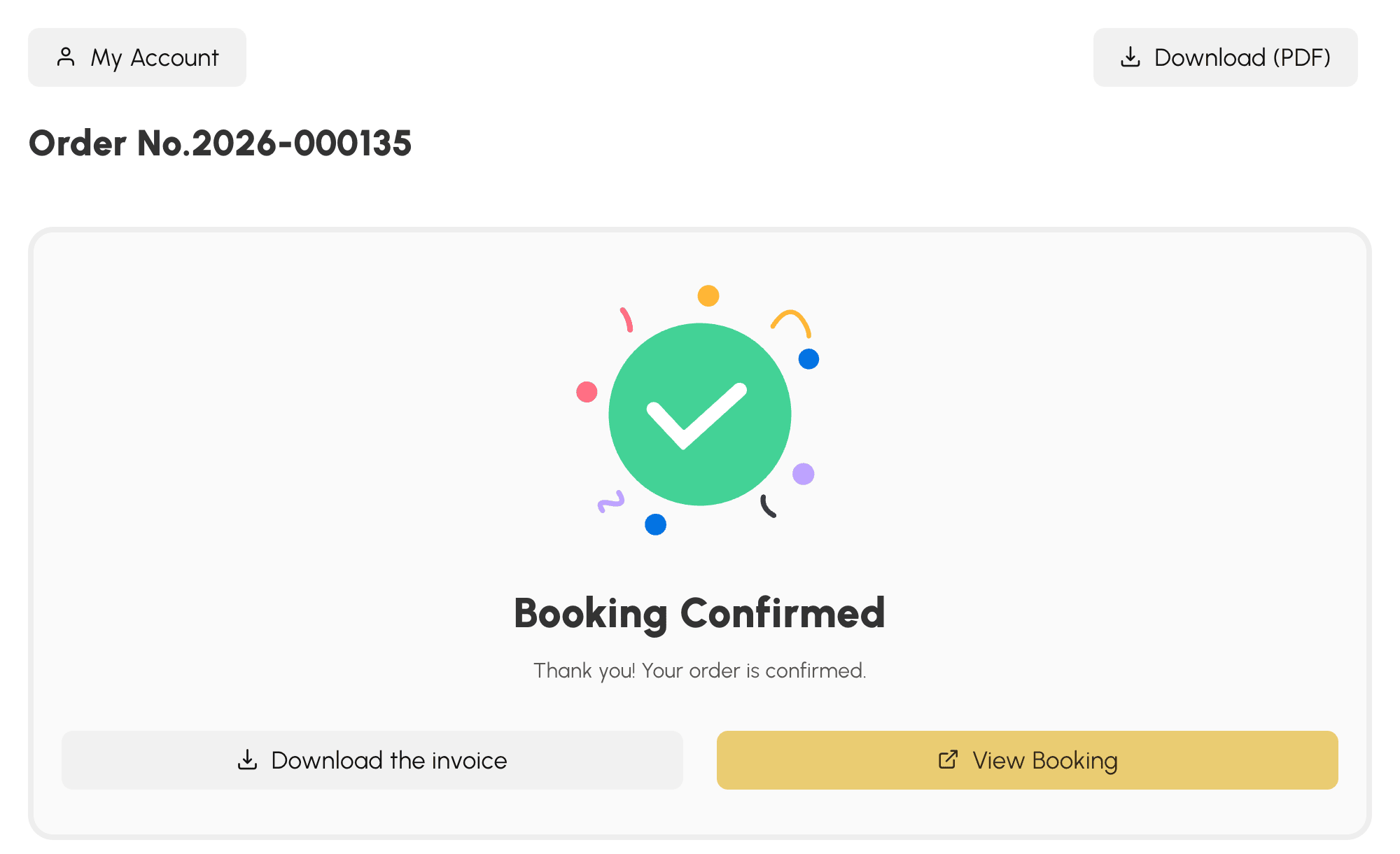 Payment received: the booking is confirmed
