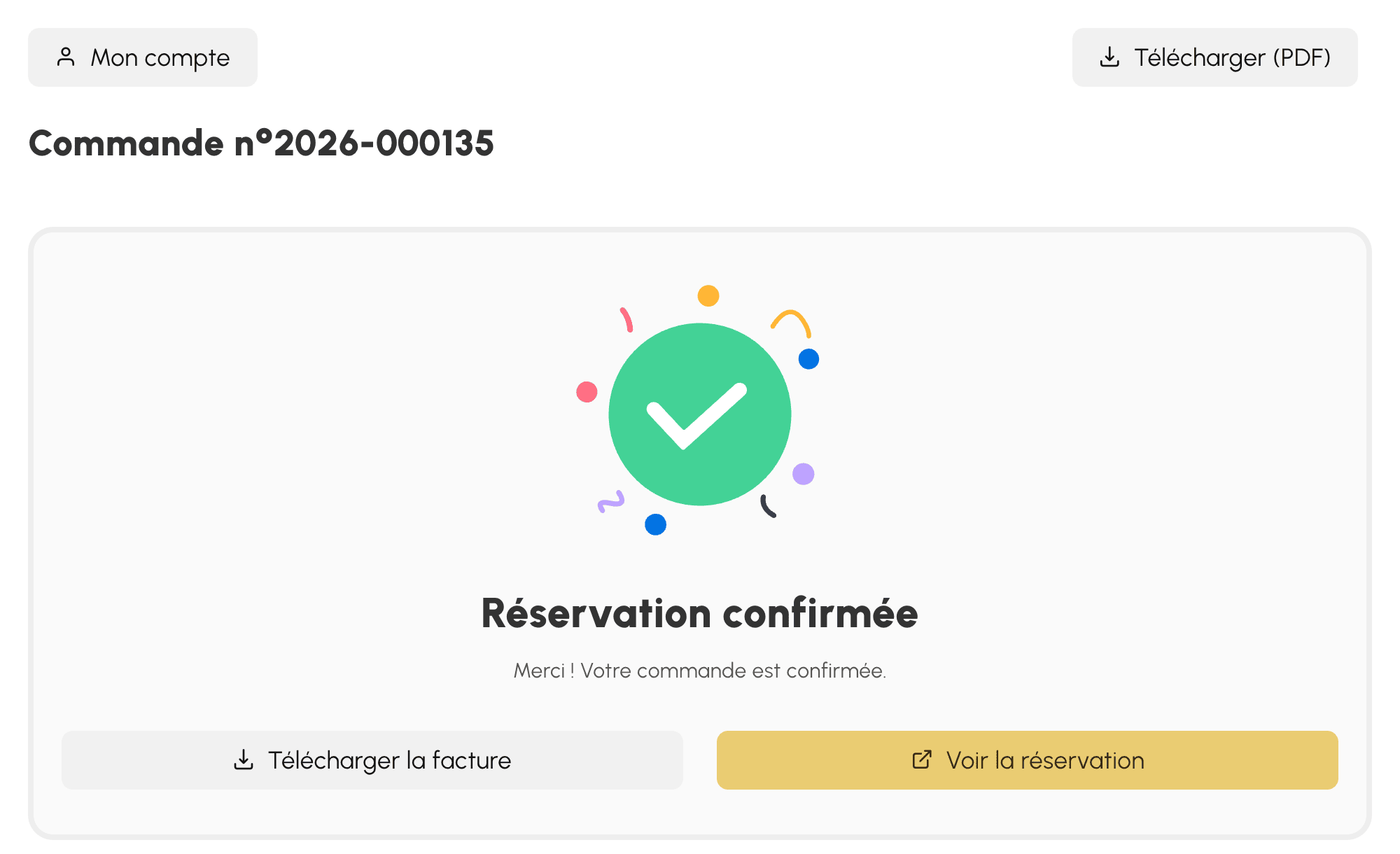 Paiement reçu : la réservation est confirmée